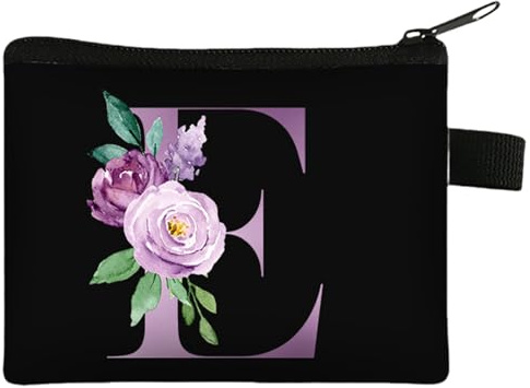 FAVORTALK Coin Pouch Letters for Women Men Handmade Cotton Coin Purse Fashion Wallet with Zipper Black Zipper Coin Pouch for Women Ladies Coin Pouch Floral,43407 (E)