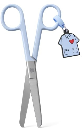 Nursing Life - Tijeras Enfermera Punta Roma | Ideal para Porta tijeras Enfermera en Apuros, Punta Redonda Profesional, Primeros Auxilios (Azul)
