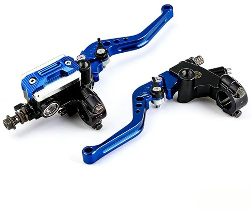 Anhoer 2Pcs Motorcycle Brake Clutch Lever 7/8 Universal Motorcycle Handlebar Master Cylinder Levers 22mm Cylinder Reservoir Levers Left & Right Handle Clutch Lever Set (Blue)