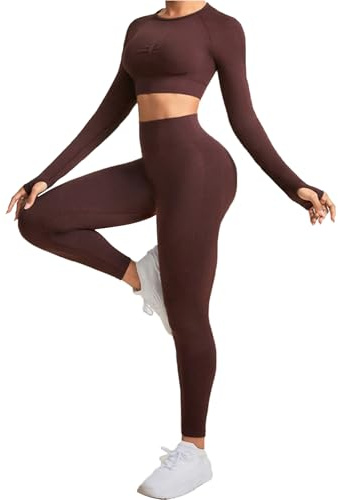 PORRASSO Dam sport outfit set 2 delar träning träningsoverall hög midja leggings
