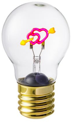 Baroni Home Lampada da Tavolo a forma di Lampadina, Ricaricabile con Cavo USB, Senza Fili, Luce LED, 7x7x12cm Cuori con Freccia