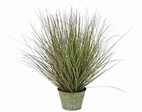 Künstliches Gras im Topf aus Zink Kunstgras Dekogras Grasbusch Grasbüschel Kunst Ziergras Solitärgras Dekopflanze Grünpflanze Pflanze Kunstpflanze