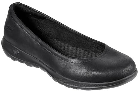 Skechers Damen Go Walk Lite-Gem Geschlossene Ballerinas, Schwarz (Black Textile/Trim Bbk), 41 EU