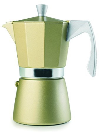 IBILI - Cafetera express Evva Golden, 9 tazas, 450 ml, Aluminio fundido, Apto para inducción