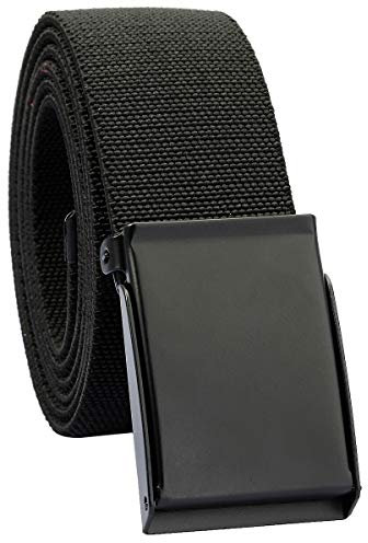 KYEYGWO Unisex Gürtel Verstellbar Einfarbig Stretch Elastisch Web Gürtel mit Flip Top Metallschnalle, Schwarz