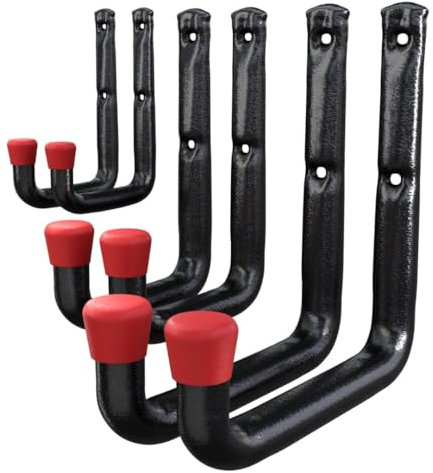 brackit 10x Garage Hooks Heavy Duty - 30pc Assortment Set for Wall-Mounted Storage, Ideal for Hanging Tools, Ladders, Bikes, Hose & Garden Equipment - Includes 20x Wall Anchors & Non-Slip Coating