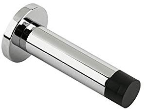 IRONZONE® 1 x Polished Chrome Projection Door Stop Wall Mounted with Superior Rubber Sound Dampening for Wall Mounted installations Supplied with Fixing Screws