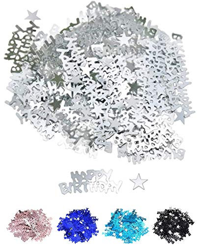 DIWULI Happy Birthday Konfetti Sterne Silber Tisch-Deko