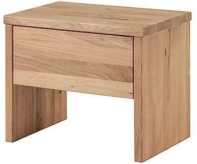 MASSIVMOEBEL24.DE | JANGALI Nachttisch aus Massivholz #119 | aus Wildeiche - Bianco, geölt | Schublade mit Soft-Close-Technik | 50x35x40cm | Nachtkommode Nachtschrank Beistelltisch