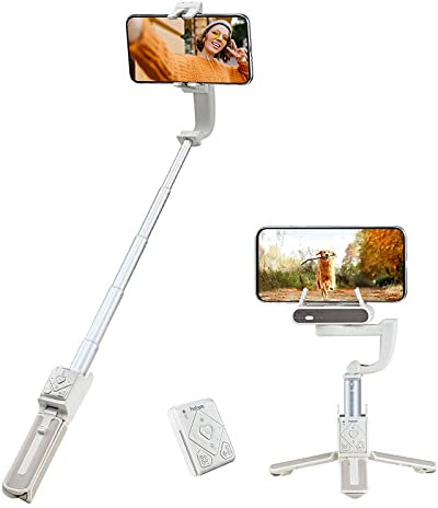 hohem iSteady Q Estabilizador de movil, Seguimiento Facial Palo Selfie Estabilizador, 4-en-1 Gimbal Movil Palo para Selfies con Control Remoto Bluetooth, Rotación de 360°, Gimbal para iPhone y Android
