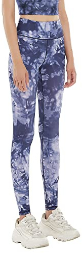 FLYILY Femmes Imprimé Pantalon de Yoga,Legging de Sport pour Femme Slim Fit Taille Haute Opaque Fitness Course Collants Compression(8-PurpleTieDye,M)