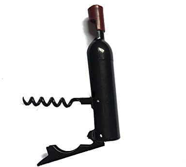 corkscrew bottle Corkscrew Wine Bottle Shape Corkscrew Creative Wine Opener ABS Material Multi-function Portable Sea Horse Knife For Family Use Family restaurant waiter (Color : Black)