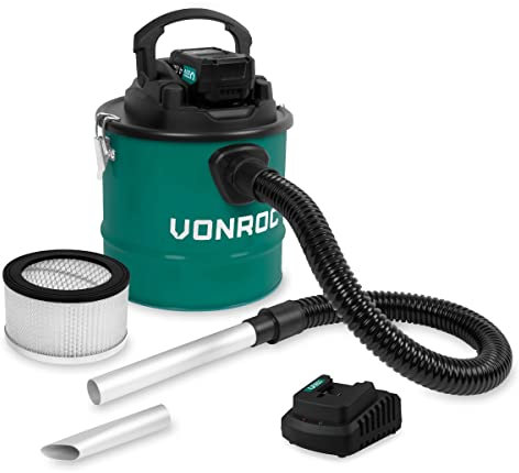 VONROC Aschesauger VPower 20V - 12L Tank - HEPA Filter - Inkl. 4.0Ah Akku und Schnellladegerät