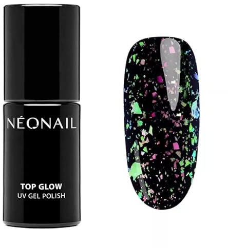 NEONAIL UV Nagellack Top Coat Gel UV Top Glow Lime Aurora Flakes 7,2 ml NEONAIL Überlack Für Nägel UV Lack Glitter Gel Nägel Nageldesign