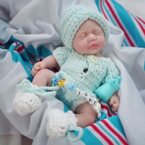 MYREBABY Mini muñeca bebé Reborn de 7 Pulgadas y 17,78 cm, muñeca recién Nacida Realista de Silicona para Dormir con los Ojos Cerrados, con Conjunto de Ropa y Accesorios