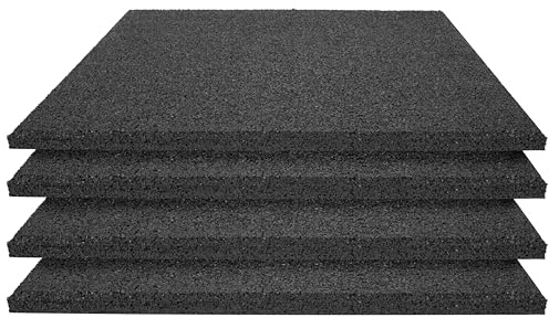 TOPRUBBER 4x Fallschutzplatten 50x50x2 cm Schwarz Gummiplatten Spielplatzmatten