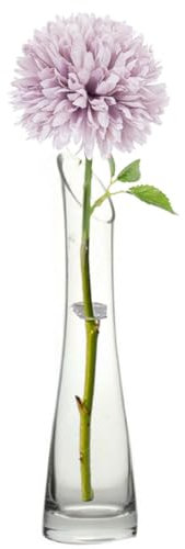 Vaso in vetro soffiato fatto a mano, piccolo, in vetro trasparente, vaso per fiori con base pesante, stelo singolo, decorazione per la casa e matrimoni (bocca obliqua, 23 cm)