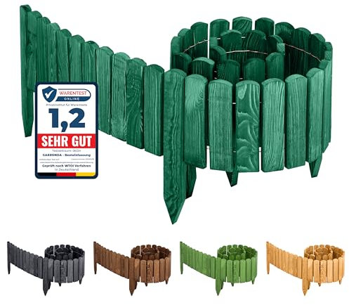 Garronda Recinzione giardino esterno Bordino per aiuole Bordatura flessible esterna Staccionata in legno Decorazione da frutteti Palizzata Lunghezza: 200 cm GD-0046 (Verde Smeraldo, Altezza: 10 cm)