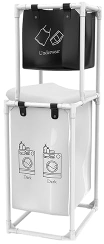 Clasificador de ropa sucia - Clasificador de cestas de ropa sucia | Organizador de lavandería | Gabinete doble para cesto de ropa sucia | Cesta de tela con compartimento para la colada, cesta de tela