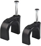 100 Pack 2 Sizes Black Strong Cable Clips, 6mm & 8mm Round Cable Wire Clips with Steel Nails Cable Staples Cable Management Cable Cord Fasteners Electrical Ethernet TV Speaker Wires