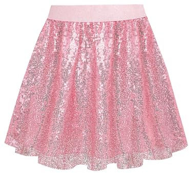 BALAYSIER Glitterkjol, flicka, paljettkjol med foder, barn, franskjol, lämplig för 6–12 år, ROSA, 10 år