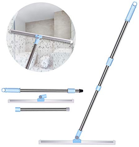 Nakelulu Escobilla de Goma de 50 cm Pare Suelo, Escoba de Goma con Mango 130cm Ajustable, Enjugador de Ducha de Alta Resistencia para Cuartos Húmedos, Azulejos, Baño, Suelos, Ventanas