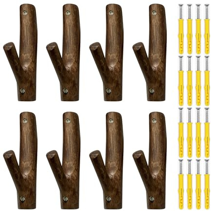 SWTHM Lot de 8 supports muraux en bois pour armes à feu - Porte-manteau horizontal multifonction - Charge maximale de 5 kg - Support mural pour tir à l'arc
