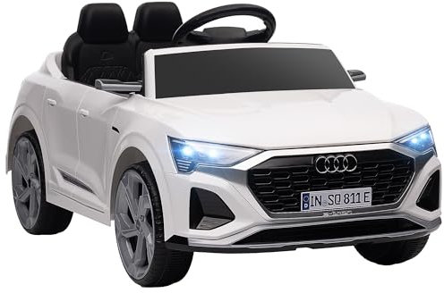 AIYAPLAY Kinder Elektroauto 12V Kinderauto mit 2,4G Fernbedienung, MP3 Musik & Hupe, Elektrofahrzeug mit Scheinwerfer, 4 gefederte Räder, 3-5 km/h, für 3-4 Jahre Kinder, Weiß