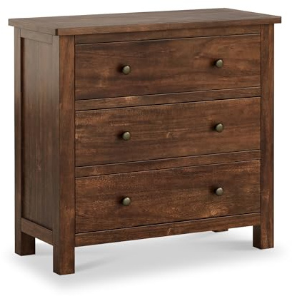 RoselandFurniture Duchy Acacia 3 Drawer Chest of Drawers for Bedroom | Small Solid Wood Mid Century Modern Storage Chest with 3 Draws | Fully Assembled