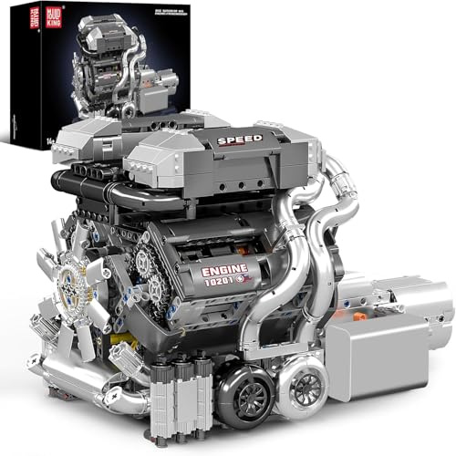 Mould King 10201 W16 Engine Building Blocks Sets, Build a Engine Model Kit That Runs, 2024 PCS STEM Engineering Toys for Adults