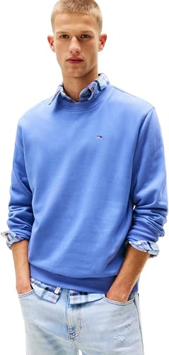 Tommy Jeans Sweat Homme Regular Fit Flag Fleece Col Ras-du-Cou, Bleu (Soft Sapphire), S
