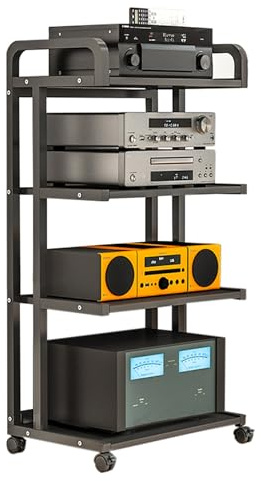 Mobile Stereo hi fi rack,Mobile Hifi Audio Video Rack,Mobiletto TV 3/4/5-Level,Mobiletto Portaoggetti Multimediale,Mobile Porta CD Mobile Rack Ripiano AV Componenti Scaffale,for Ufficio Soggiorno(Blac