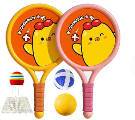 Kinder Badminton Schläger Set, Badminton -Schläger für Kinder,1 Paar Outdoor Sport Schläger mit Bällen - Kinder im Alter von 3 Jahren Sportspiel Eltern-Kind-Interaktion für Spielplatz, Park