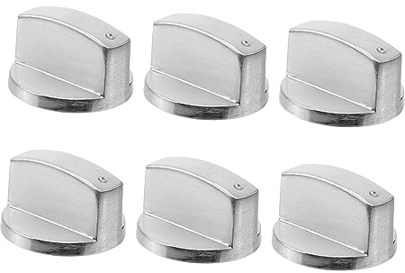 FUTUREORYY 6 piezas Perillas de Cocina de Gas de Aleación de Zinc de Botones de Metal para Estufa Empotrada Plata Accesorios de Reemplazo para Interruptor de Cocina Gas