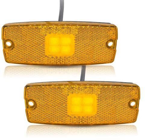 AOJO Lot de 2 Feux de Gabarit Camping Car Orange LED 12V 24V Imperméable Feu de Position Jaune Remorque avec Vis de Montage