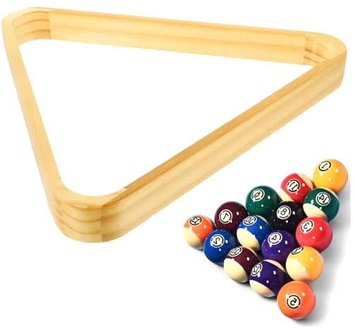 Xoeryoy Triangolo in Piscina, Triangolo da Piscina in Legno a 9 Palle, Accessori da Biliardo per Palline Standard da 2-1/4 Pollici, Burlywood ·
