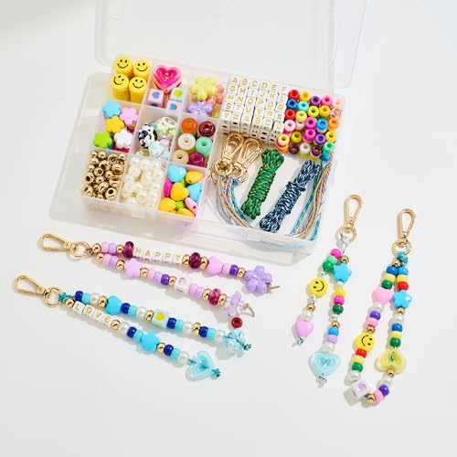 WOWORAMA 420Pcs DIY Keychain Making Kit for Women Colorful Letter Beads Key Chain Making Crafts DIY Keyring Supplies Customizable Beads Bag Charms Accessories