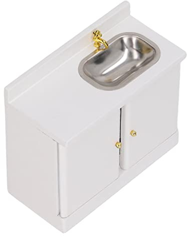 RIZGHWOY Armoire D'évier Réaliste pour Maison de Poupée, Tiroirs Fonctionnels, Idéal pour Les Scènes de Salle de Bain de Maison de Poupée, Accessoires de Photographie, Utilisant du Bois de Bouleau