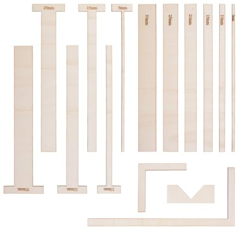 URROMA Lot de 15 Outils de Reliure de Livres, règle de Reliure de Livres en Bois, Outils de Scrapbooking complets excellents pochoirs et kit de Guide de découpe pour la Fabrication de Livres