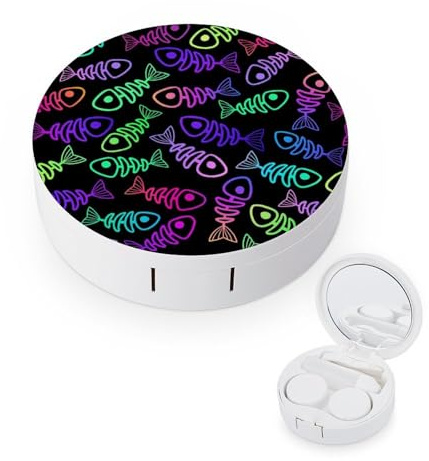 fkgvwo Contact Lens Case Colorful Fishbone Contact Lens Box Travel Kit Portable for Travel & Home