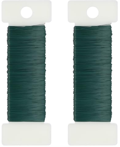 TIESOME 2 Pcs Green Floral Wire, 110 Yards 0.35mm Flexible White Floral Wire Crochet Wires for Crafts, Iron for Crafts, Christmas Wreaths, Tree, Flower Arrangement, Ribbon Making DIY