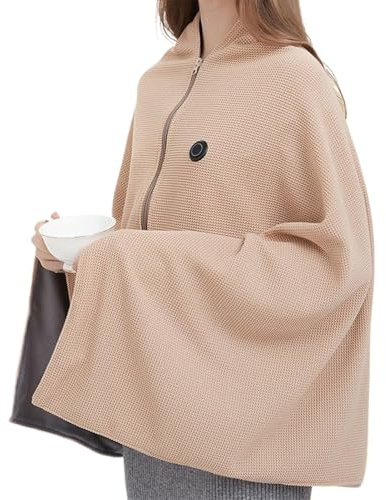 Wodustee Heated Throw Blanket, Fast Heating Electric Heater Blanket, Battery Operated Cordless Soft 3 Heating Levels Shawl, Wearable Electric Ponchos for Outdoor Home, Bed, Sofa, Camping Car Travel