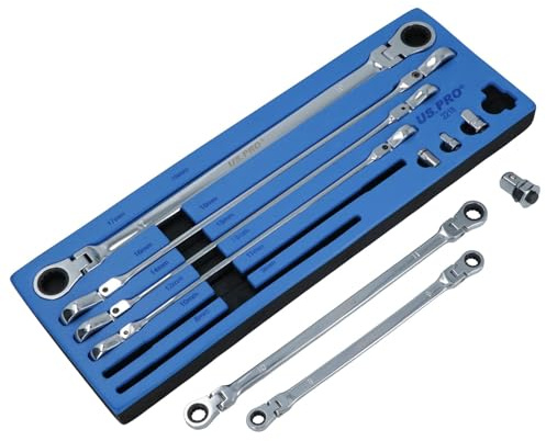 AB Tools Metric Extra Long Double end Flexi Head Ratchet Spanner Set 8mm-19mm 10pc AT663
