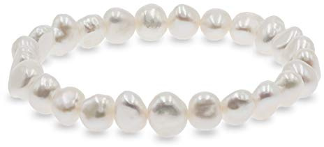 Secret & You Bracciale perle coltivate d'acqua dolce barocche bianche o colorate - Le perle sono 8-9 mm - 18cm di fascia elastica - Disponibile in diversi colori