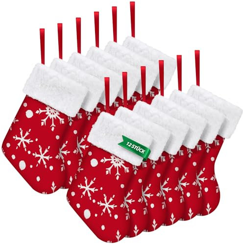Klassischer Weihnachtsstrümpfe - 12 Stück Nikolausstrumpf Weihnachtsstrumpf für Weihnachten Hängende Taschen, Nikolausstiefel Kamin Hängende, Hikolaus socken Weihnachtsbaum Weihnachtsdekorationen