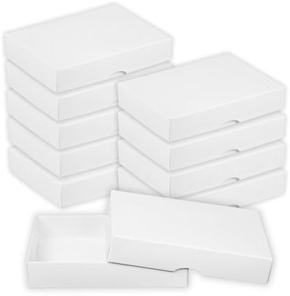 Natürlich verpacken Faltschachtel 11,5 x 15,5 x 2,5 cm, Weiß, mit Deckel, Karton - 10er Set