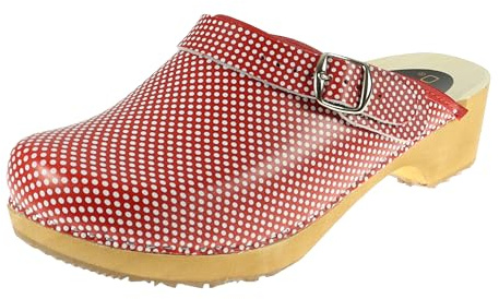 APREGGIO - Zoccoli Donna Pelle Liscia - Sabot Svedese Punta Chiusa - Rosso 39 EU