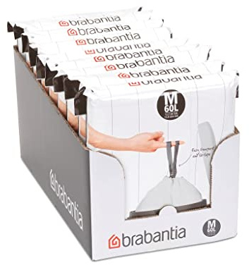 Brabantia Perfectfit Bags, Code M, 60 Litre, Dispenser Pack, 40 Bags - White Pack of 7