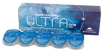 Bausch + Lomb ULTRA ONE DAY, sphärische Tageslinsen, Premium Kontaktlinsen weich, 30 Stück, / BC 8.6 mm/DIA 14.2 / -1,00 Dioptrien