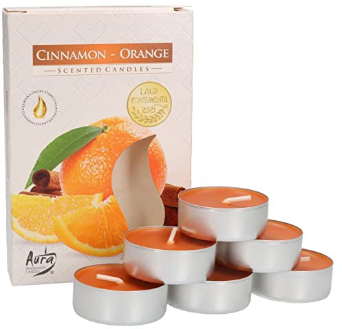 KOTARBAU® Lot de 6 bougies chauffe-plat parfumées Orange cannelle Durée de combustion 4 heures